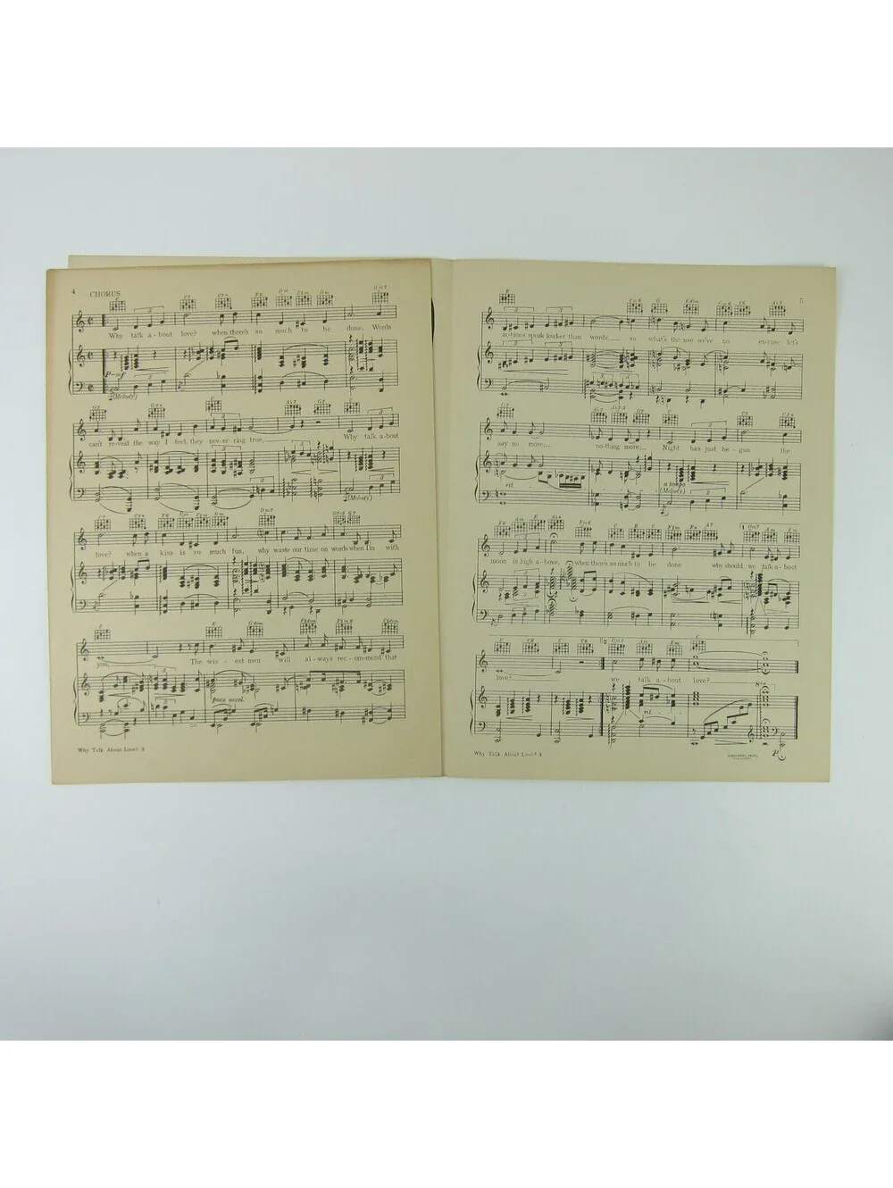 Sheet Music Why Talk About Love? Life Begins In College Tony Martin Vintage 1937